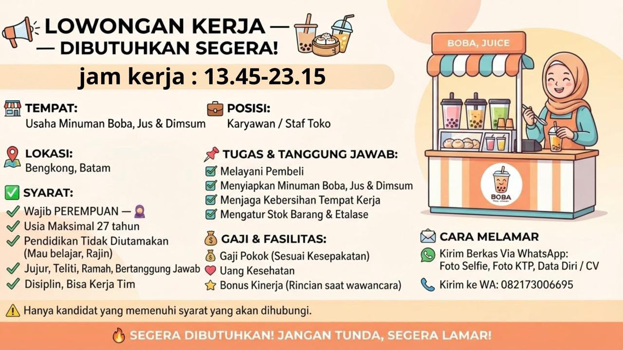 Foto lowongan LOWONGAN KERJA – KARYAWAN / STAF TOKO