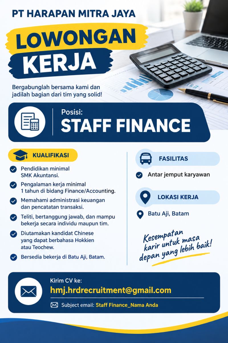 Foto lowongan STAFF FINANCE